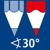 Sharpening angle of 23 degree as wall as 30 degree for accurate lines