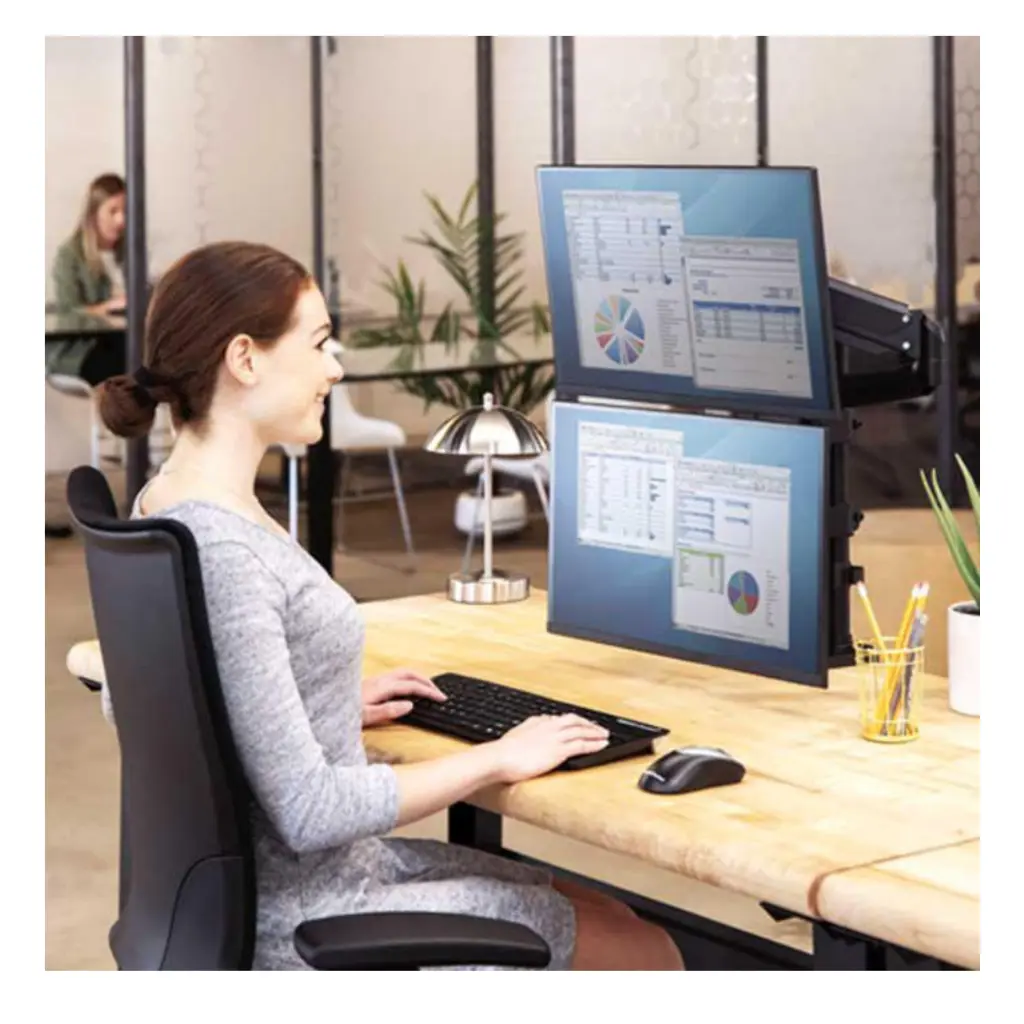 Fellowes Platinum Series Dual Stacking Adjustable Monitor Arm 5.webp