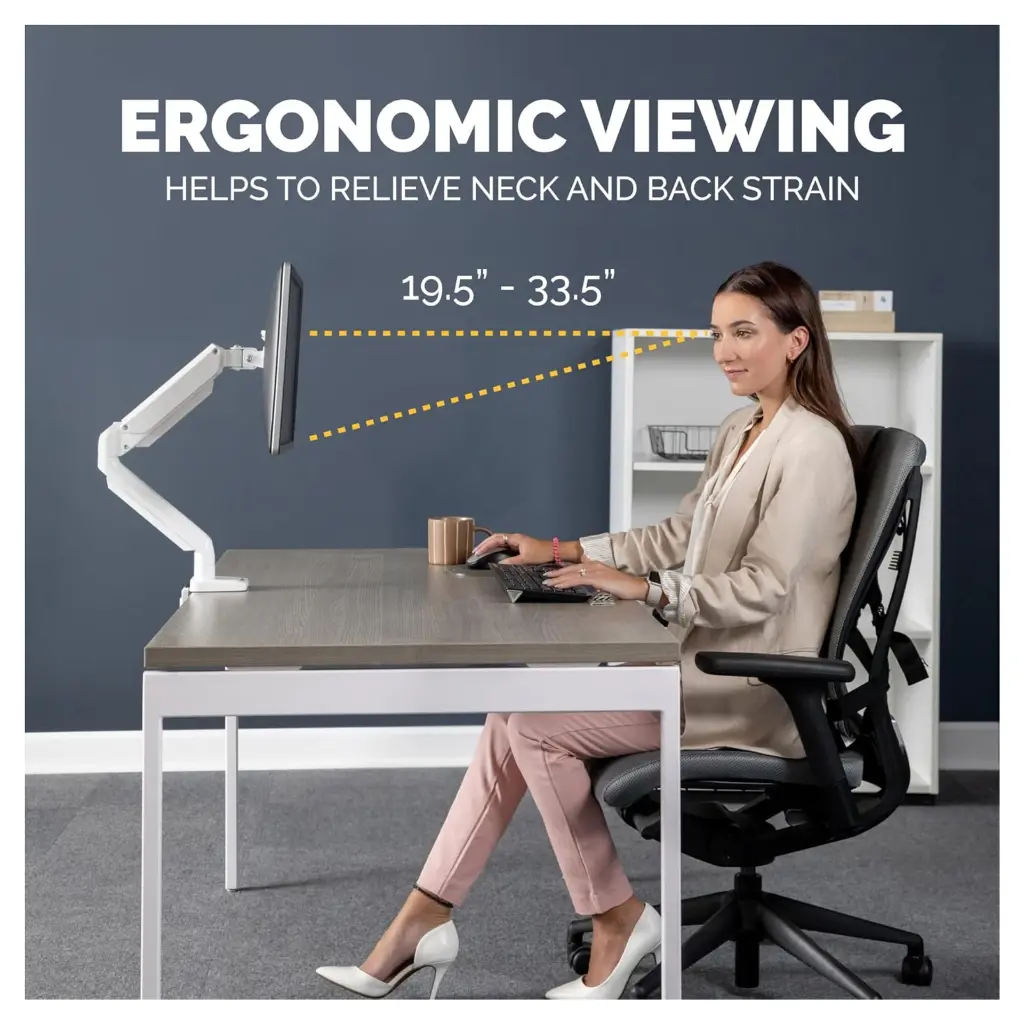Fellowes Platinum Series Single Adjustable Monitor Arm - White 6.webp