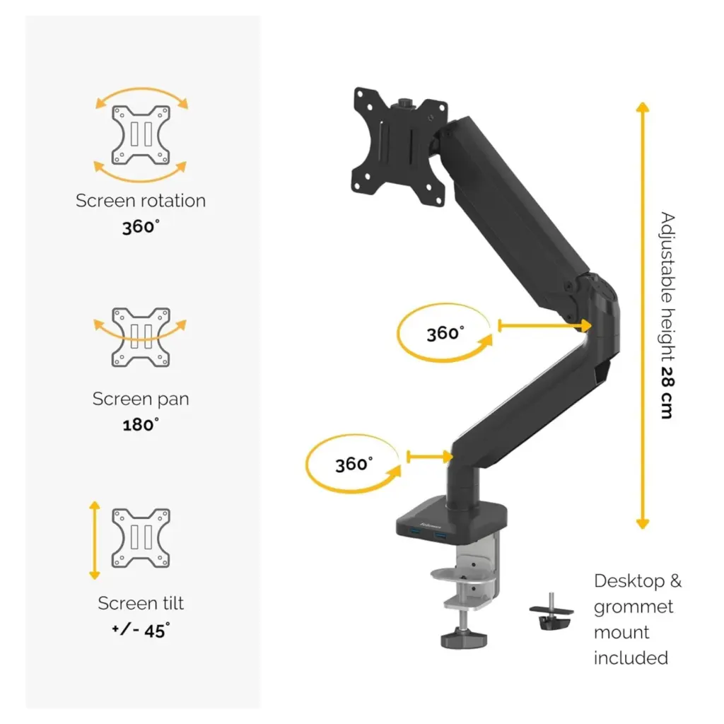 Fellowes Platinum Series Adjustable Single Monitor Arm 3.webp