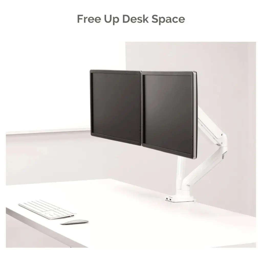 Fellowes Platinum Series Adjustable Dual Monitor Arm - White 3 .webp