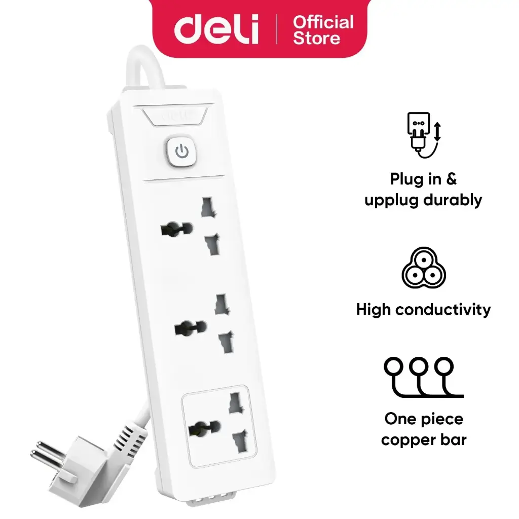 Deli ET401 Power Strip - 3 inputs, 3M