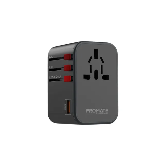 Promate TripMate - GaN65, Multi-Port Travel Adapter
