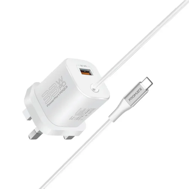 Promate powerport-PDQC3.EU- white, Charger