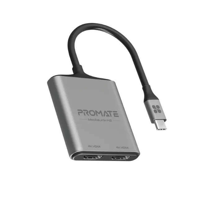 Promate MEDIALINK-H2, USB-C to Dual HDMI Adapter