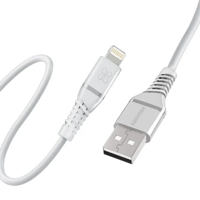 Promate PowerLine-Ai120. White, Data Sync & Charge Cable
