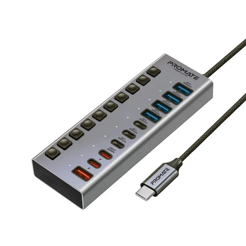 Promate GegaHub-5G, Multi-Port 5Gbps Data & Charging Hub