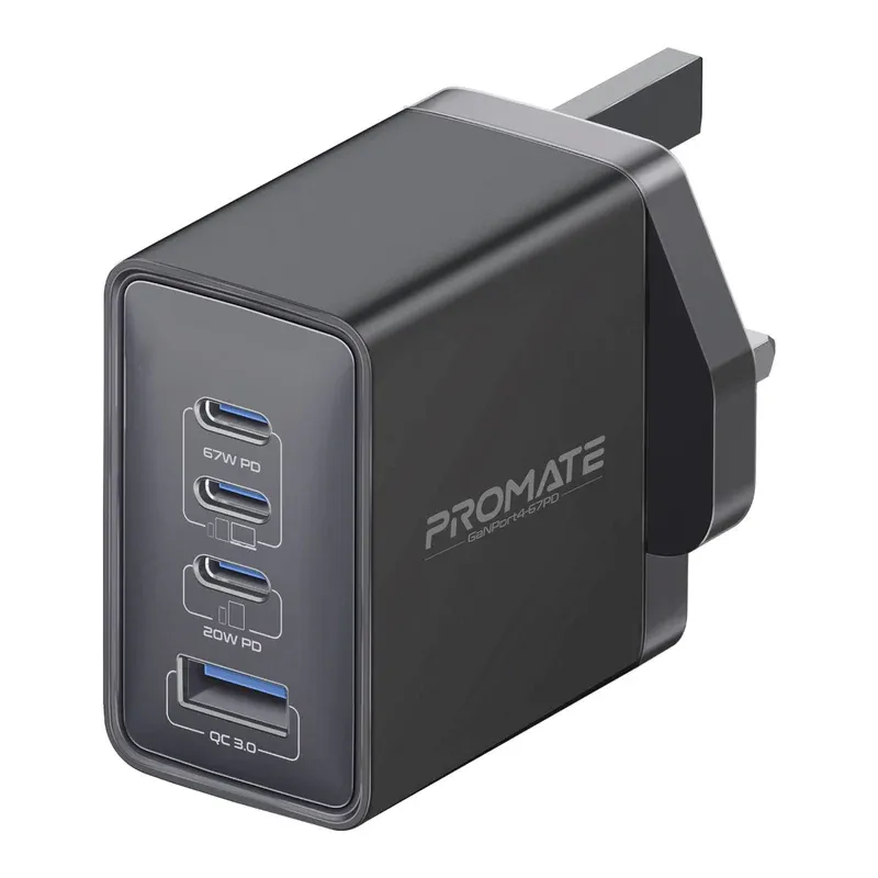 Promate GaNPort4-67PD.Black, Charger