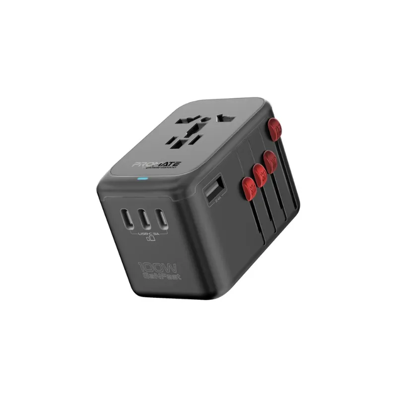 Promate TripMate-GaN100, Multi-Port Travel Adapter