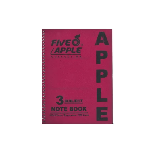 Five Apple Note Book A5 3 Subject