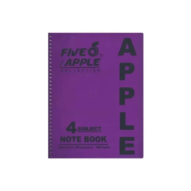 Five Apple Note Book A5 4 Subject
